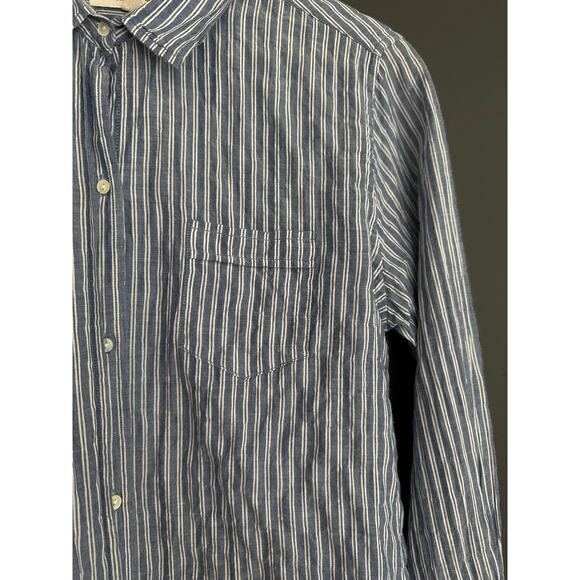 Nili Lotan NL Blue and White Pinstripe Pocket Buttoned Shirt Blouse Size Small - Picture 4 of 7